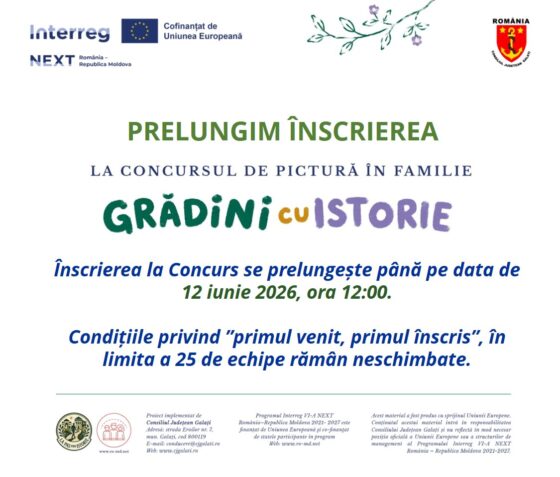 ANUNȚ PRIVIND CONCURSUL DE PICTURĂ ÎN FAMILIE „GRĂDINI CU ISTORIE”